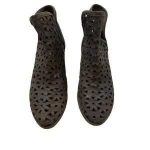 Musse & Cloud Brown Leather Laser Cut Geometric Ankle Boots Size 6 AME 37 EU